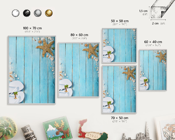 Tableau pour collection d'aimants cadre argenté Repos des vacances