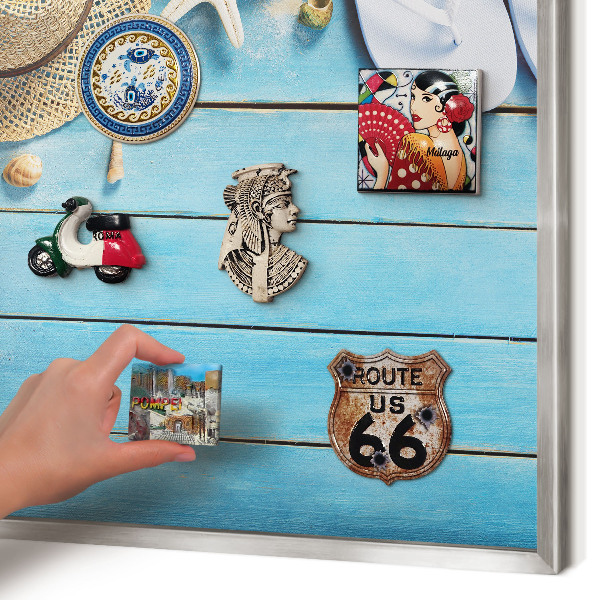Tableau magnétique décoratif avec cadre argenté Ambiance de vacances