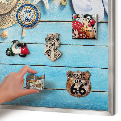 Tableau magnétique décoratif avec cadre argenté Ambiance de vacances