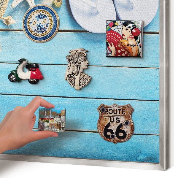 Tableau magnétique décoratif avec cadre argenté Ambiance de vacances