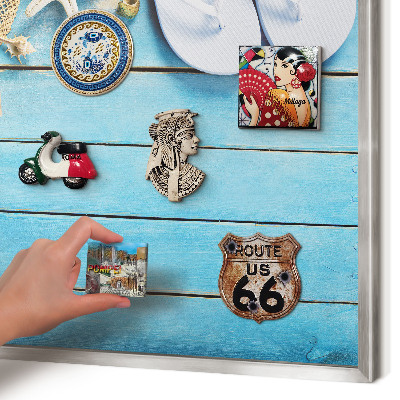 Tableau magnétique décoratif avec cadre argenté Ambiance de vacances