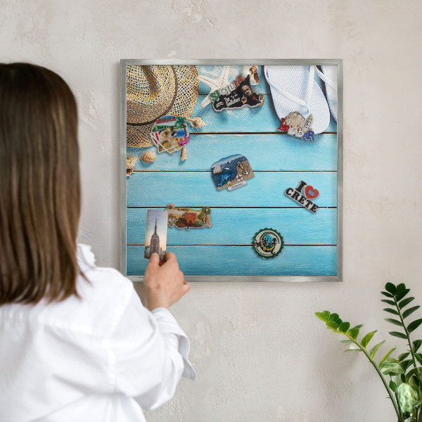 Tableau magnétique décoratif avec cadre argenté Ambiance de vacances