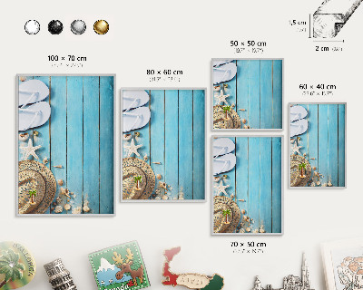 Tableau magnétique décoratif avec cadre argenté Ambiance de vacances