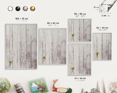 Tableau pour collection d'aimants cadre argenté Bois clair