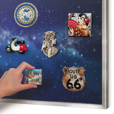 Tableau magnétique décoratif avec cadre argenté Espace stellaire