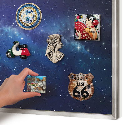Tableau magnétique décoratif avec cadre argenté Espace stellaire