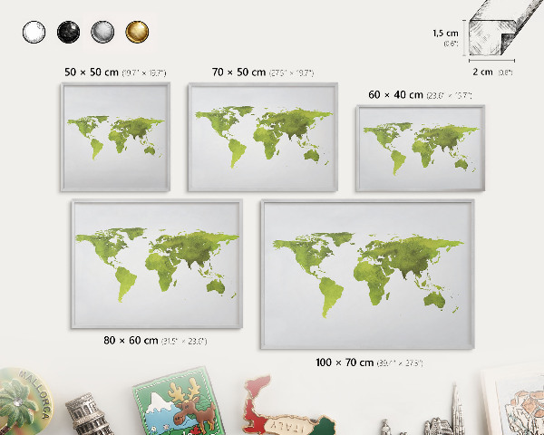 Tableau pour collection d'aimants cadre argenté Carte verte