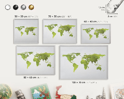 Tableau pour collection d'aimants cadre argenté Carte verte
