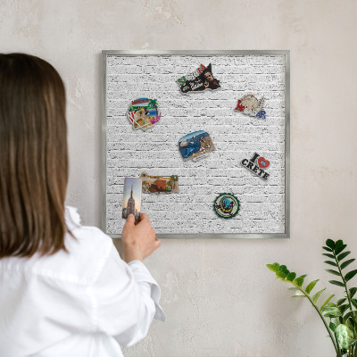 Tableau pour collection d'aimants cadre argenté Mur de briques