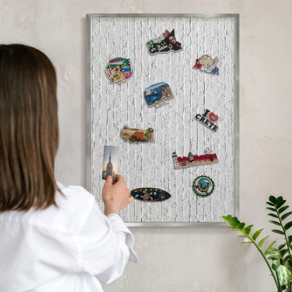 Tableau pour collection d'aimants cadre argenté Mur de briques