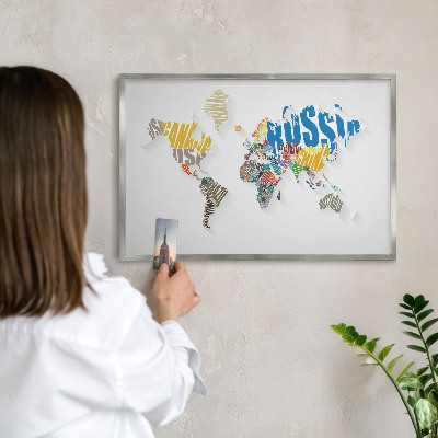 Tableau magnétique décoratif avec cadre argenté Carte des couleurs