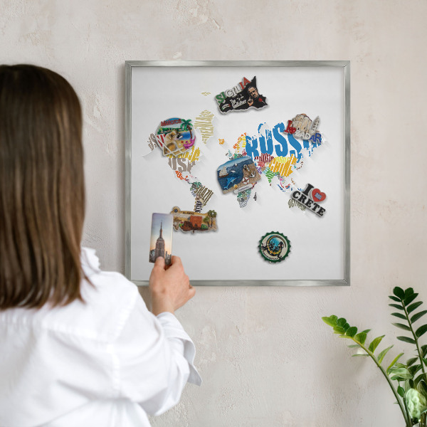 Tableau magnétique décoratif avec cadre argenté Carte des couleurs