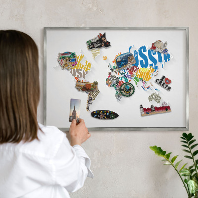 Tableau magnétique décoratif avec cadre argenté Carte des couleurs