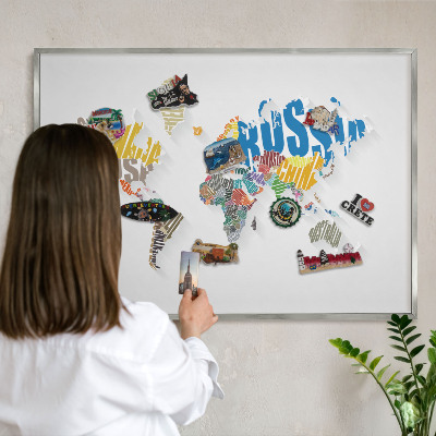 Tableau magnétique décoratif avec cadre argenté Carte des couleurs