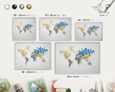 Tableau magnétique décoratif avec cadre argenté Carte des couleurs