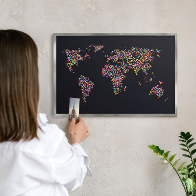 Tableau pour collection d'aimants cadre argenté Carte des couleurs