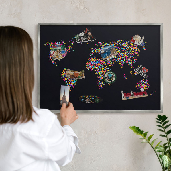 Tableau pour collection d'aimants cadre argenté Carte des couleurs