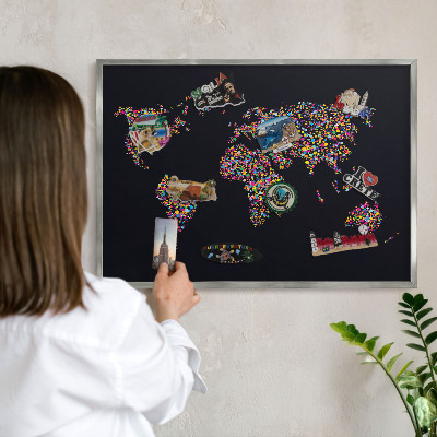 Tableau pour collection d'aimants cadre argenté Carte des couleurs