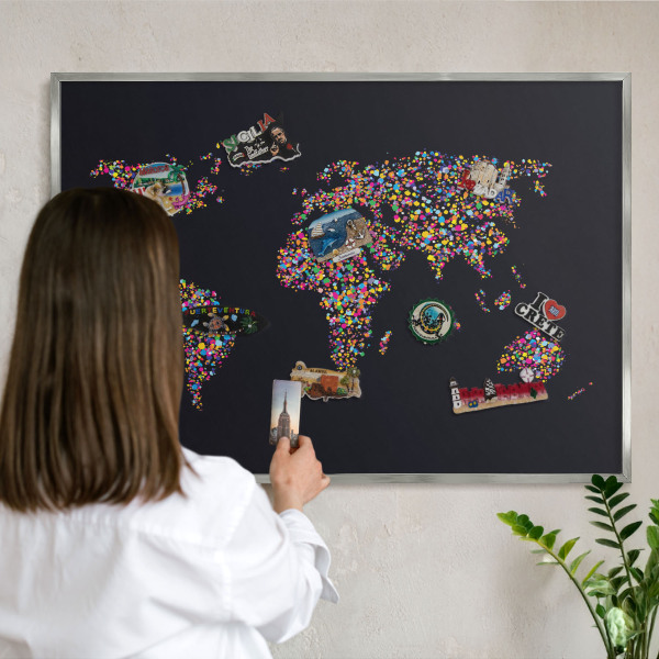 Tableau pour collection d'aimants cadre argenté Carte des couleurs