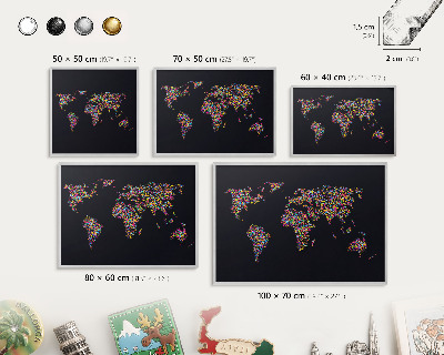 Tableau pour collection d'aimants cadre argenté Carte des couleurs