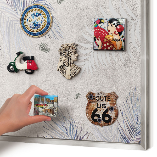 Tableau magnétique décoratif avec cadre argenté Élégance feuillue