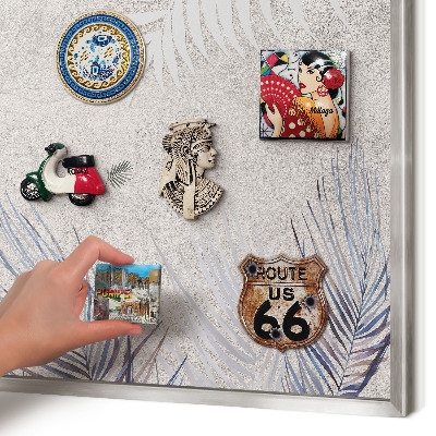 Tableau magnétique décoratif avec cadre argenté Élégance feuillue
