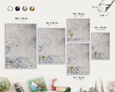 Tableau magnétique décoratif avec cadre argenté Élégance feuillue
