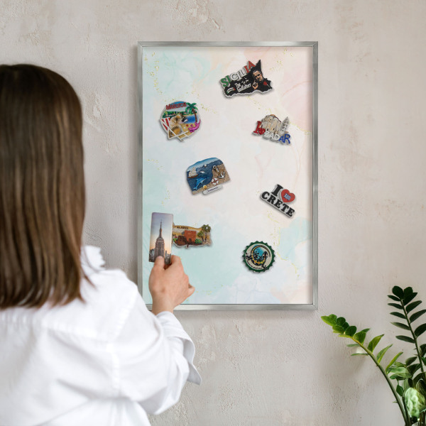 Tableau magnétique décoratif avec cadre argenté Élégance pastel
