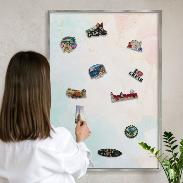 Tableau magnétique décoratif avec cadre argenté Élégance pastel