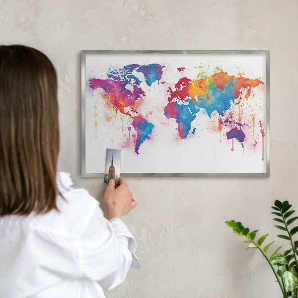 Tableau pour collection d'aimants cadre argenté Carte des couleurs