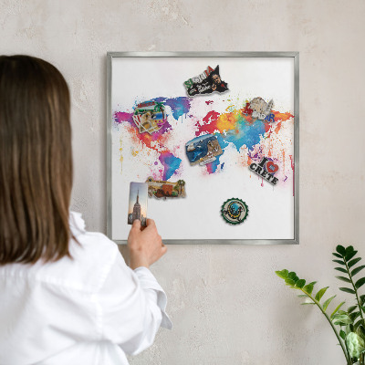 Tableau pour collection d'aimants cadre argenté Carte des couleurs