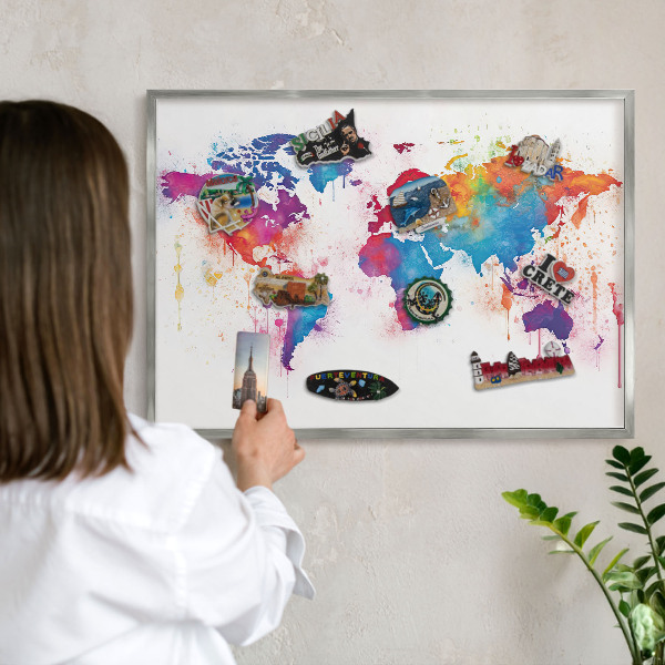 Tableau pour collection d'aimants cadre argenté Carte des couleurs