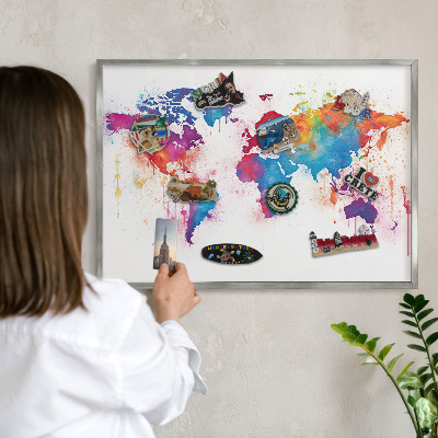 Tableau pour collection d'aimants cadre argenté Carte des couleurs