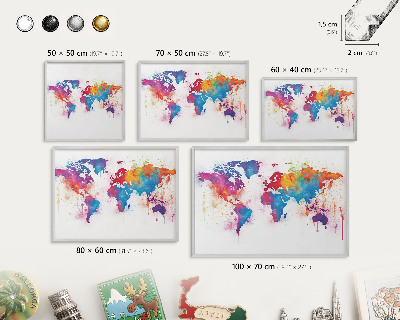 Tableau pour collection d'aimants cadre argenté Carte des couleurs