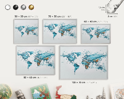 Tableau pour collection d'aimants cadre argenté Carte de l'eau
