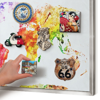 Tableau magnétique décoratif avec cadre argenté Carte des couleurs