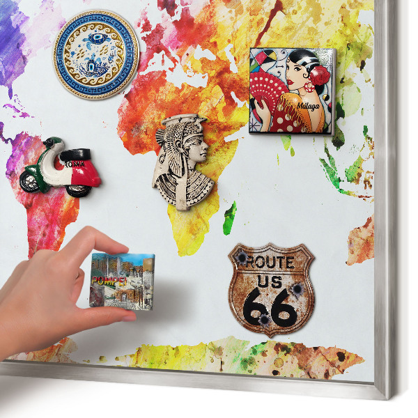 Tableau magnétique décoratif avec cadre argenté Carte des couleurs