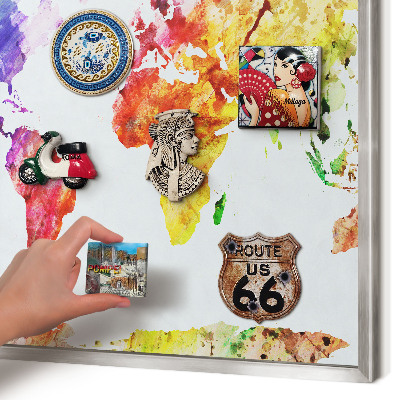 Tableau magnétique décoratif avec cadre argenté Carte des couleurs