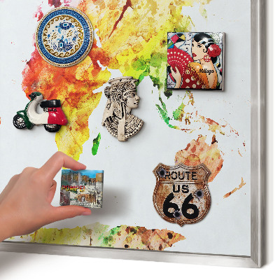 Tableau magnétique décoratif avec cadre argenté Carte des couleurs