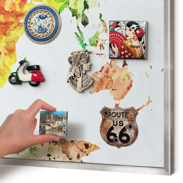 Tableau magnétique décoratif avec cadre argenté Carte des couleurs