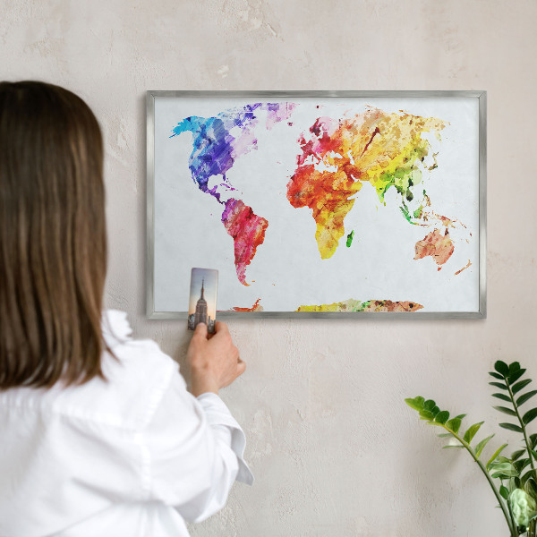 Tableau magnétique décoratif avec cadre argenté Carte des couleurs