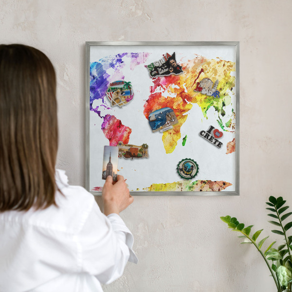 Tableau magnétique décoratif avec cadre argenté Carte des couleurs
