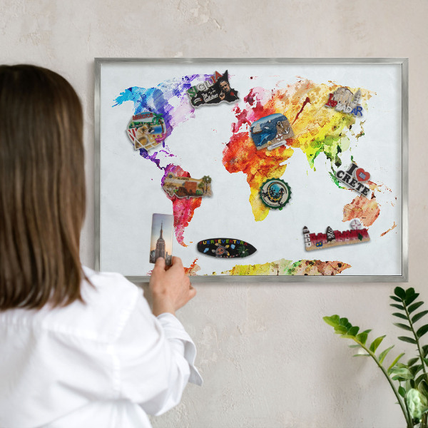 Tableau magnétique décoratif avec cadre argenté Carte des couleurs
