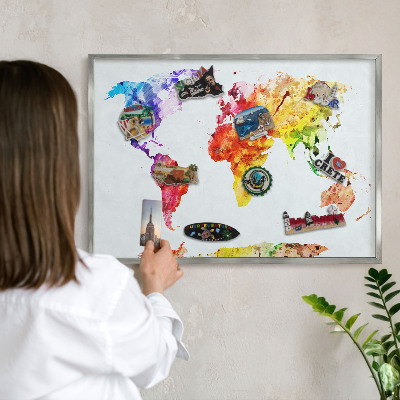 Tableau magnétique décoratif avec cadre argenté Carte des couleurs