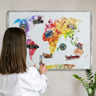 Tableau magnétique décoratif avec cadre argenté Carte des couleurs