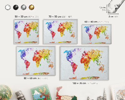Tableau magnétique décoratif avec cadre argenté Carte des couleurs