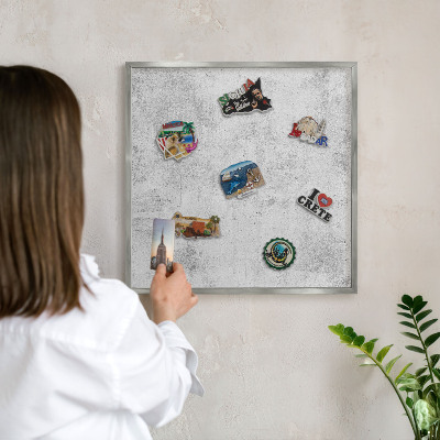 Tableau pour collection d'aimants cadre argenté Béton brut