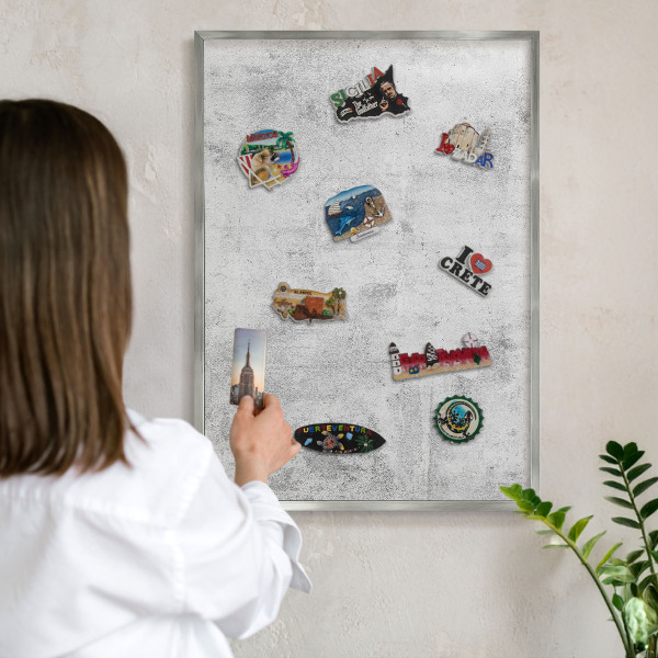Tableau pour collection d'aimants cadre argenté Béton brut