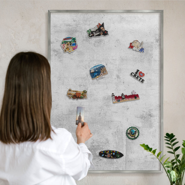 Tableau pour collection d'aimants cadre argenté Béton brut