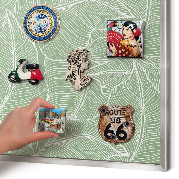 Tableau magnétique décoratif avec cadre argenté Feuilles tropicales
